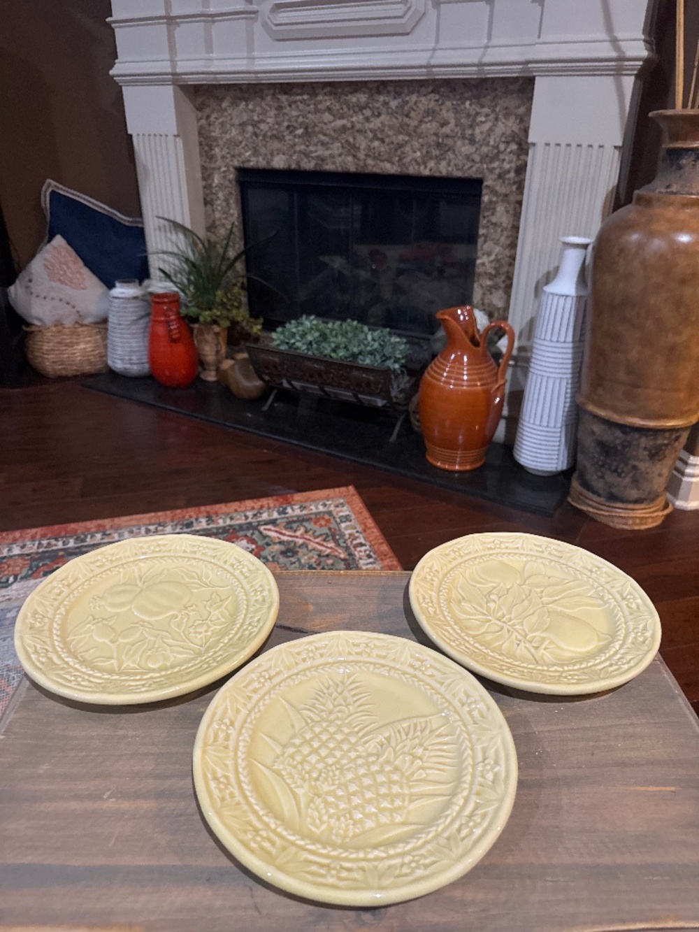 J. Willfred Yellow Charles Sadek Embossed Fruit Plates Salad Portugal